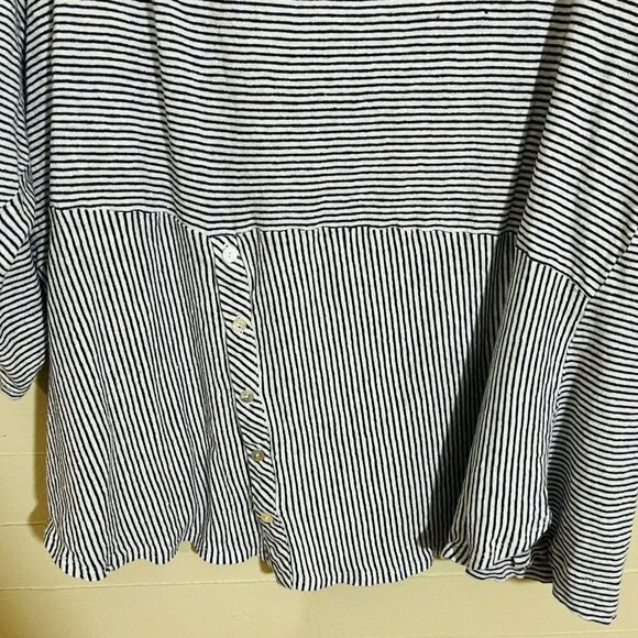 Adrienne Vittadini Striped 100% Linen Blouse SZ 3x - Picture 5 of 6